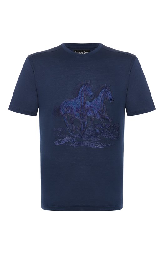 Хлопковая футболка Stefano Ricci MNH6205360/TE0001 Синий MNH6205360/TE0001