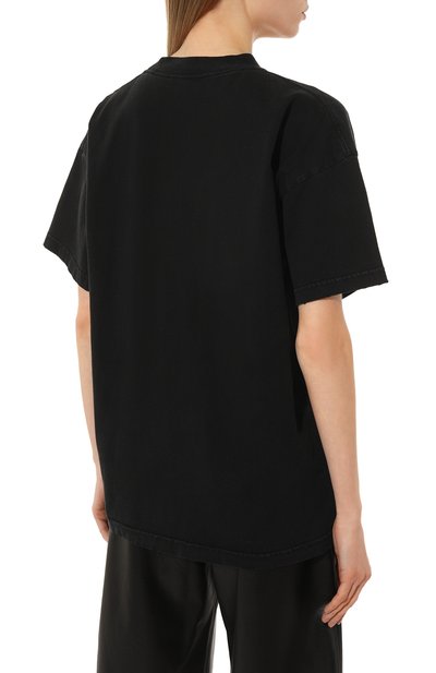Хлопковая футболка BALENCIAGA черного цвета по цене 89750 руб., арт. 612965/TNVU91070, фото 4 Хлопковая футболка BALENCIAGA, арт. 612965/TNVU91070, фото 4