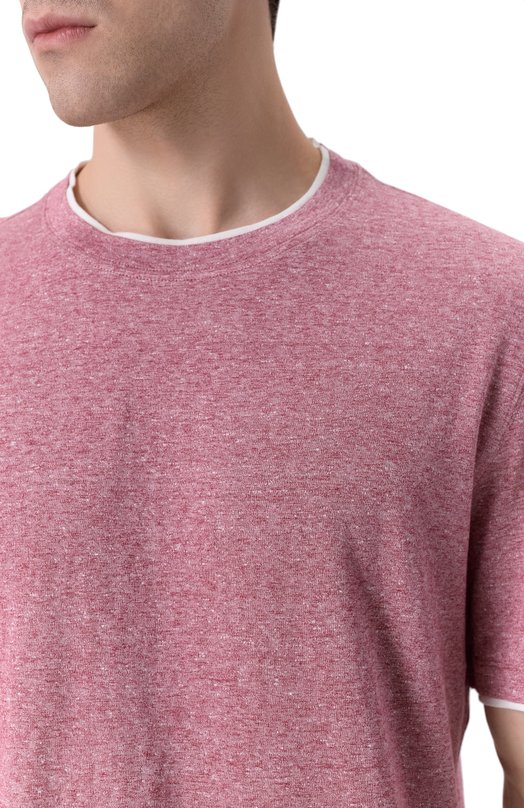 Футболка изо льна и хлопка Brunello Cucinelli MW8357427 Бордовый  MW8357427 Фото 5