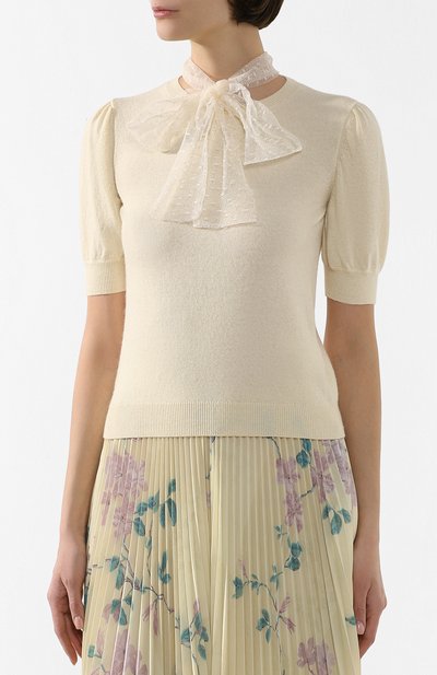 Топ из смеси шерсти и вискозы REDVALENTINO белого цвета по цене 39950 руб., арт. TR3KCC24/4UA, фото 3 Топ из смеси шерсти и вискозы REDVALENTINO, арт. TR3KCC24/4UA, фото 3