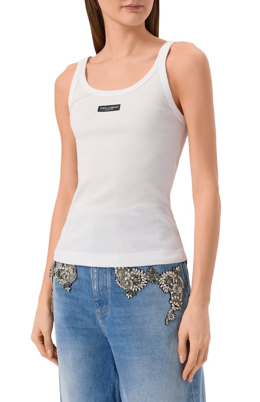 Хлопковая майка Dolce & Gabbana F8W45T/FU7AV Белый  F8W45T/FU7AV Фото 3