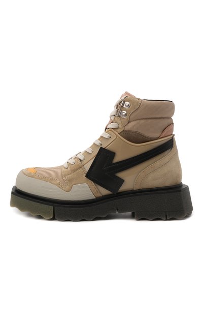 Комбинированные ботинки OFF-WHITE бежевого цвета по цене 72050 руб., арт. 0MIA228F21FAB0016110, фото 4 Комбинированные ботинки OFF-WHITE, арт. 0MIA228F21FAB0016110, фото 4