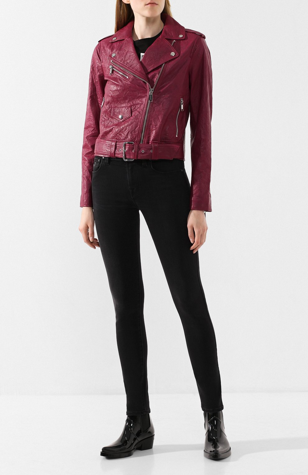 Кожаная куртка MICHAEL MICHAEL KORS бордового цвета по цене 49200 руб., арт. MU82HYG2A3, фото 2 Кожаная куртка MICHAEL MICHAEL KORS, арт. MU82HYG2A3, фото 2
