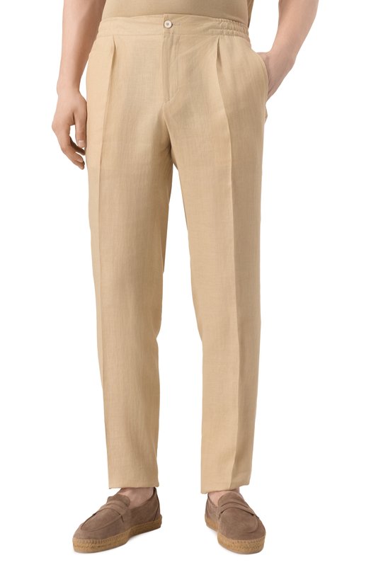 Льняные брюки Kiton UPN01H0928606 Бежевый  UPN01H0928606 Фото 3
