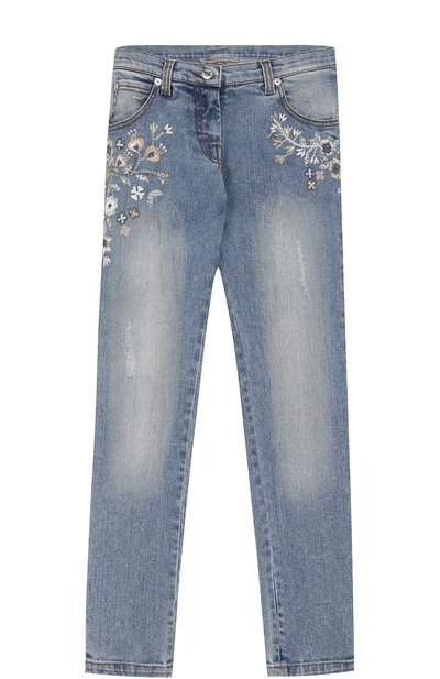 Джинсы с декоративными потертостями и вышивкой бисером ERMANNO SCERVINO, арт. 41 I JL10/10-16, фото 1