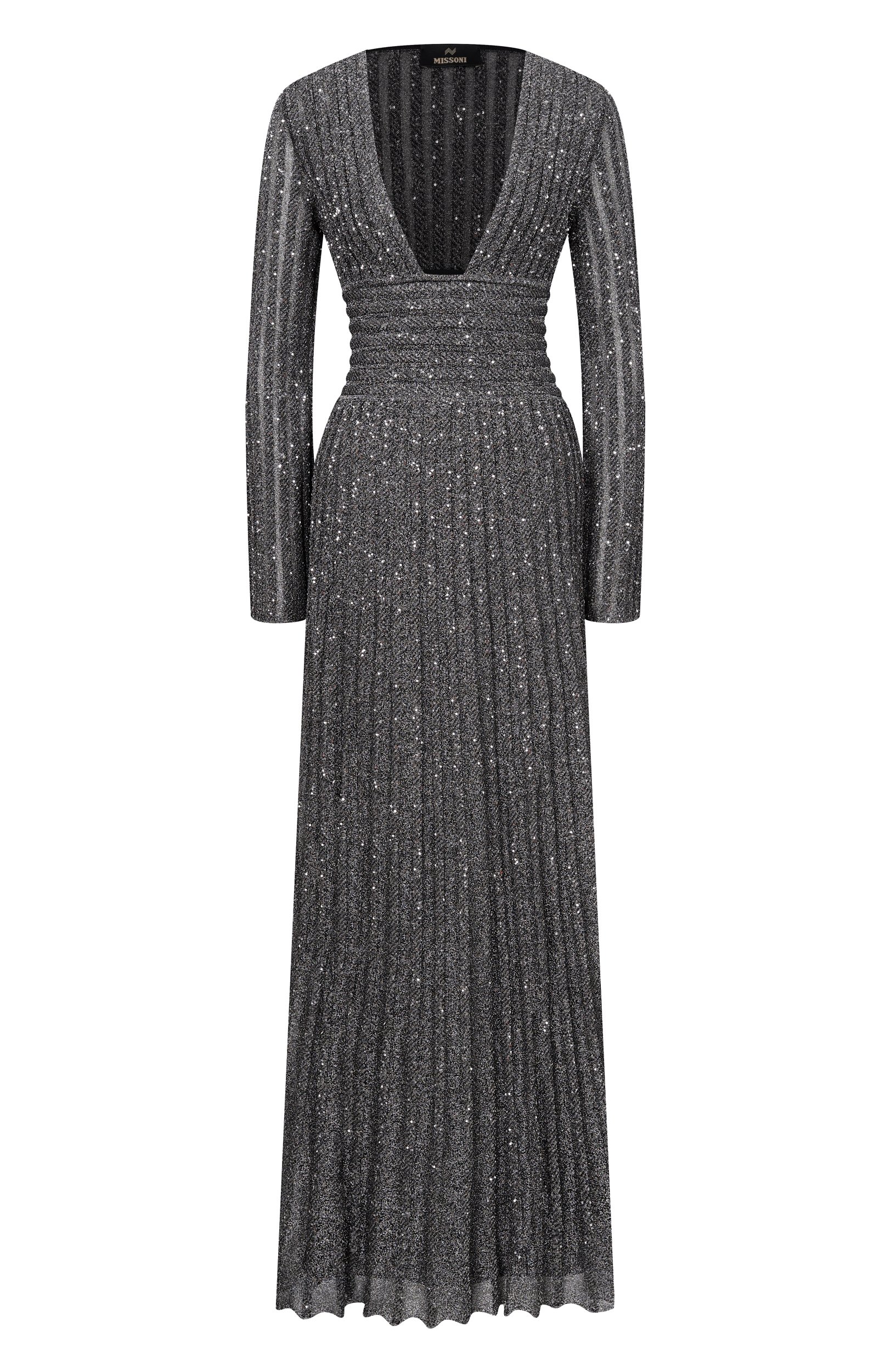 Платье с отделкой пайетками MISSONI серого цвета по цене 357500 руб., арт. DS26WG0N/BK01JB, фото 1 Платье с отделкой пайетками MISSONI, арт. DS26WG0N/BK01JB, фото 1