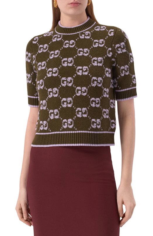 Шерстяной пуловер Gucci 770059/XKCNA Хаки  770059/XKCNA Фото 3