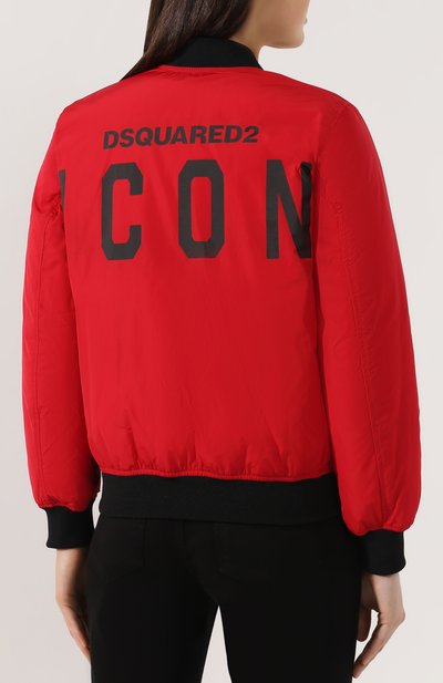 Пуховый бомбер DSQUARED2 красного цвета по цене 52050 руб., арт. S75AM0686/S52109, фото 4 Пуховый бомбер DSQUARED2, арт. S75AM0686/S52109, фото 4