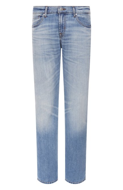 Мужские джинсы standard 7 FOR ALL MANKIND голубого цвета, арт. 7T51983L | Фото 1 (Длина (брюки, джинсы): Стандартные; Материал внешний: Хлопок; Материал сплава: Проставлено; Драгоценные камни: Проставлено)