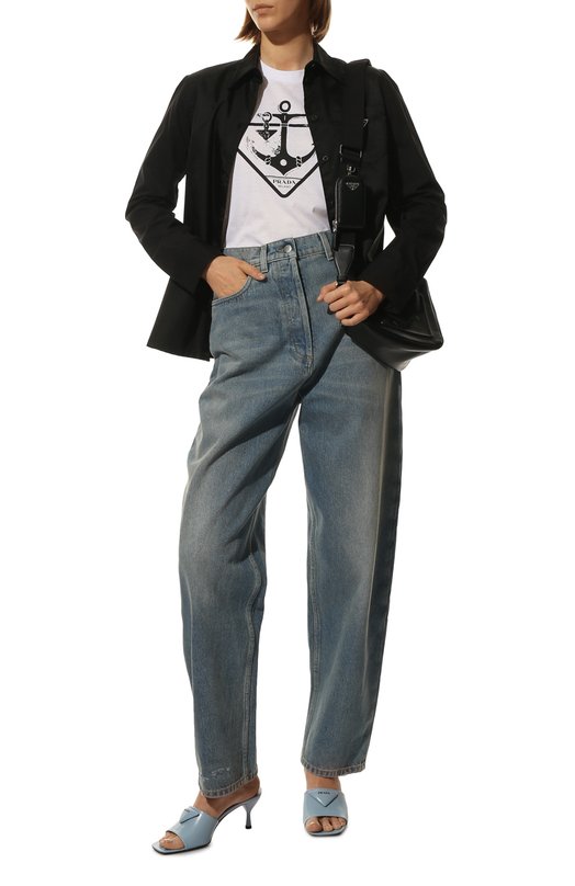 Хлопковая футболка Prada 3556A-10M2-F0009-212 Белый  3556A-10M2-F0009-212 Фото 2