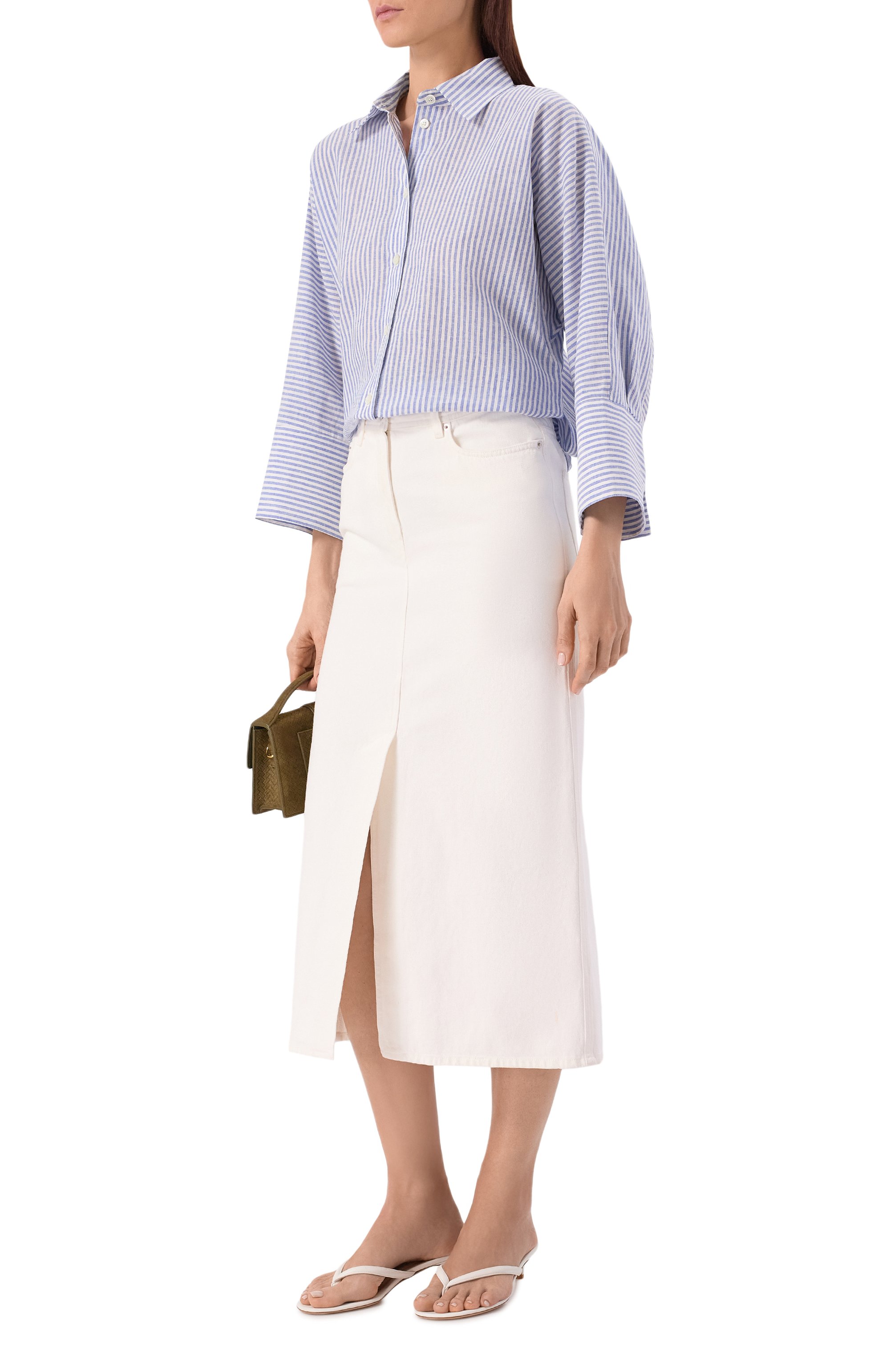 Рубашка изо льна и хлопка PIETRO BRUNELLI голубого цвета по цене 24950 руб., арт. CA2514/LI0028, фото 2 Рубашка изо льна и хлопка PIETRO BRUNELLI, арт. CA2514/LI0028, фото 2