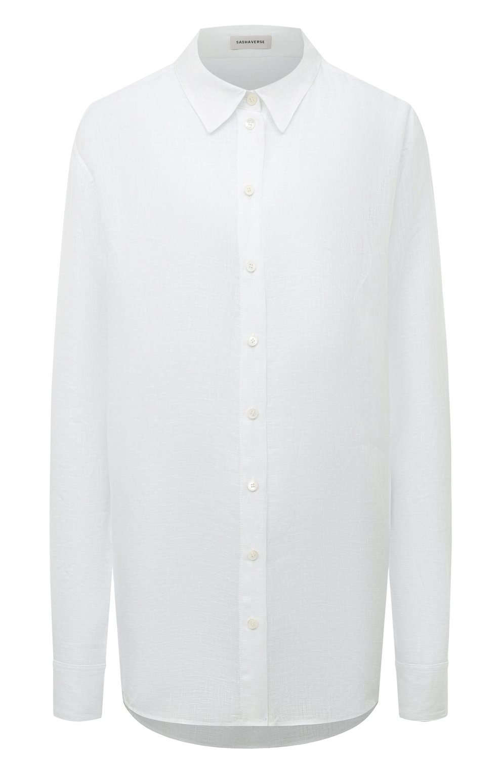 Льняная рубашка SASHAVERSE белого цвета по цене 25650 руб., арт. BL005/NL/WHITE, фото 1 Льняная рубашка SASHAVERSE, арт. BL005/NL/WHITE, фото 1