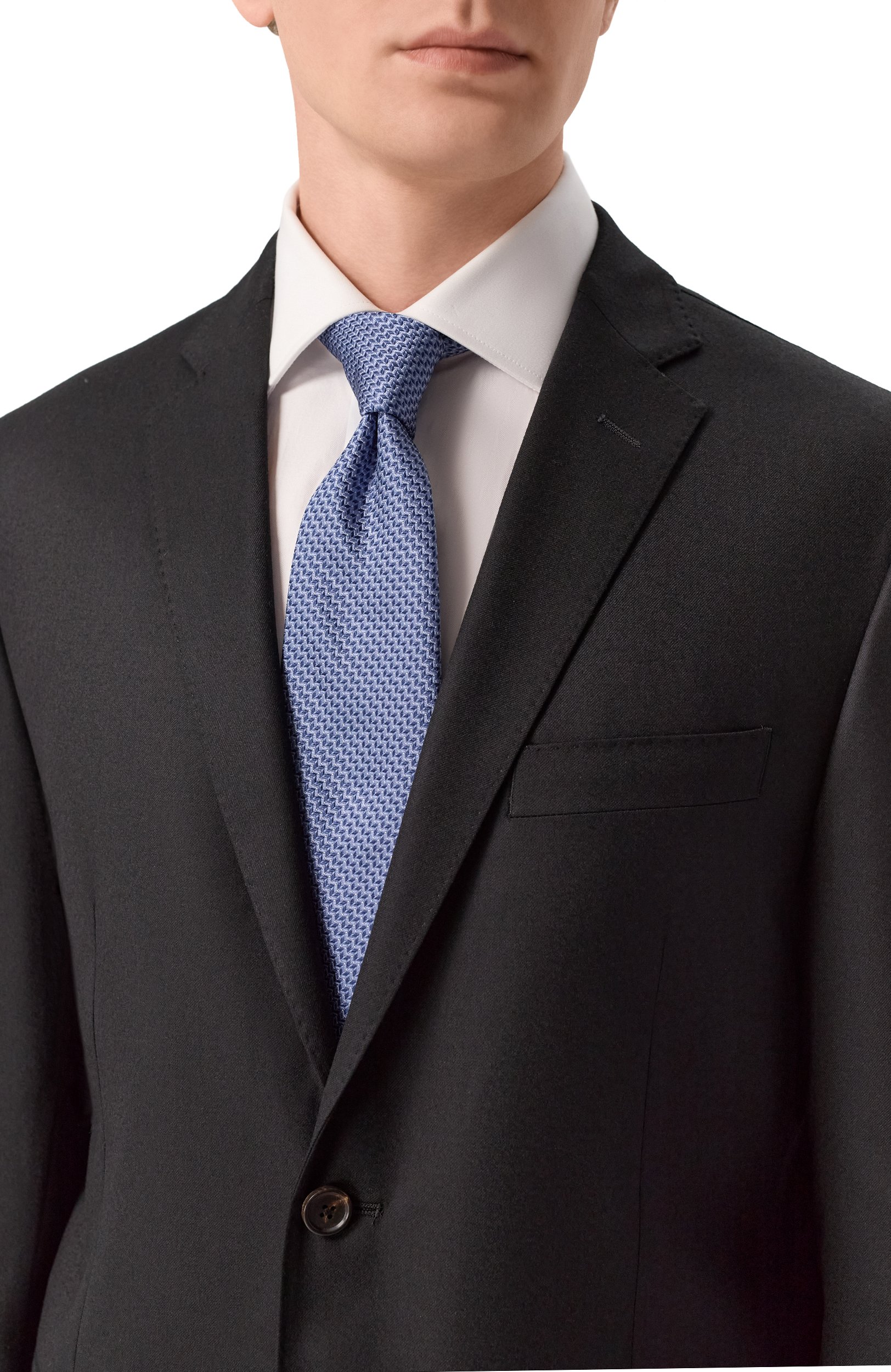 Шелковый галстук CORNELIANI голубого цвета по цене 25750 руб., арт. 28U302/2A20306, фото 2 Шелковый галстук CORNELIANI, арт. 28U302/2A20306, фото 2