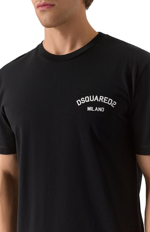 Хлопковая футболка Dsquared2 S74GD1477/D20020 Чёрный  S74GD1477/D20020 Фото 5
