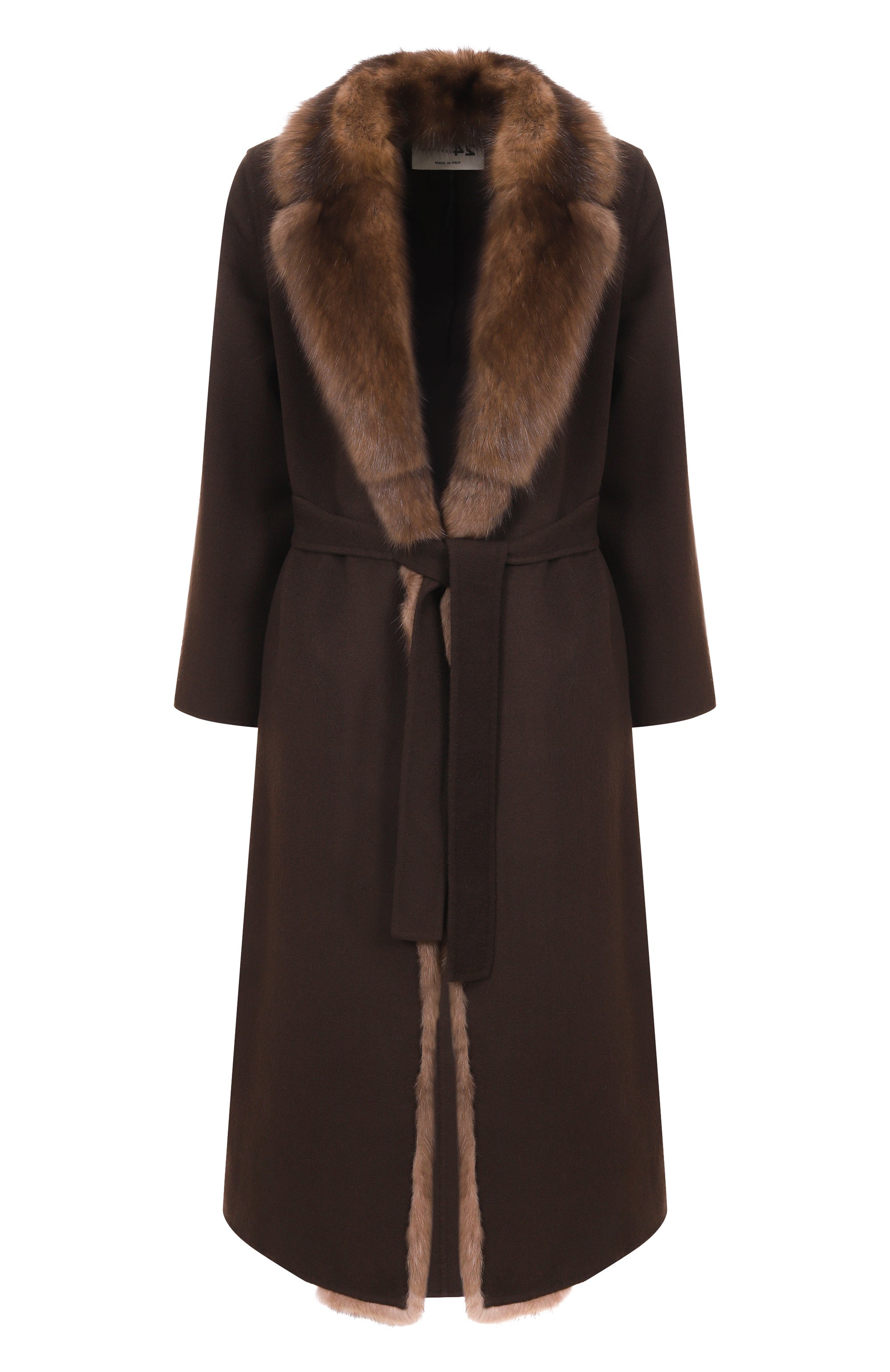 Пальто из шерсти и кашемира с отделкой из соболя MANZONI24, арт. 24M1398-DB1Z, фото 1
