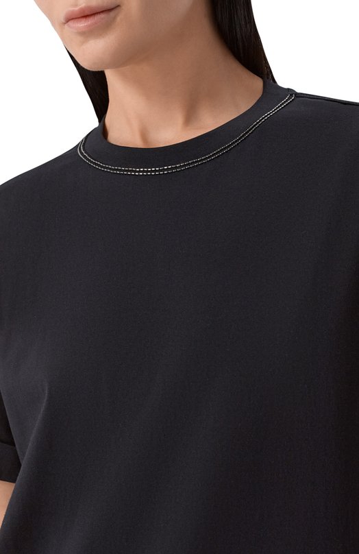 Хлопковая футболка Brunello Cucinelli M0T81BZ100 Чёрный  M0T81BZ100 Фото 5