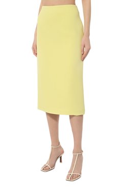 Женская юбка из шелка и вискозы ELIE SAAB салатового цвета, арт. SK018N | Фото 3 (Длина Ж (юбки, платья, шорты): Миди; Материал сплава: Проставлено; Материал внешний: Шелк; Драгоценные камни: Проставлено; Женское Кросс-КТ: Юбка-карандаш; Стили: Романтичный)