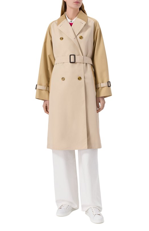 Хлопковый тренч Weekend Max Mara CANASTA Бежевый  CANASTA Фото 3