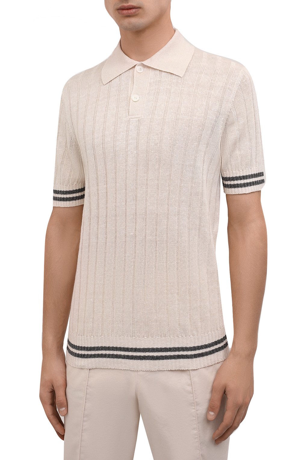 Поло изо льна и хлопка BRUNELLO CUCINELLI, арт. M2L703305, фото 3