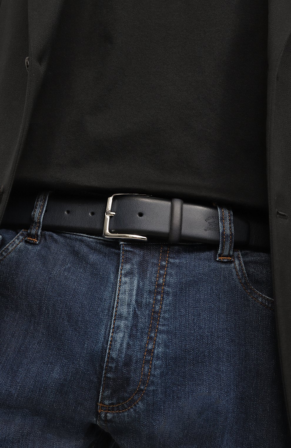 Кожаный ремень PAUL&SHARK темно-синего цвета по цене 13150 руб., арт. 22416032, фото 2 Кожаный ремень PAUL&SHARK, арт. 22416032, фото 2