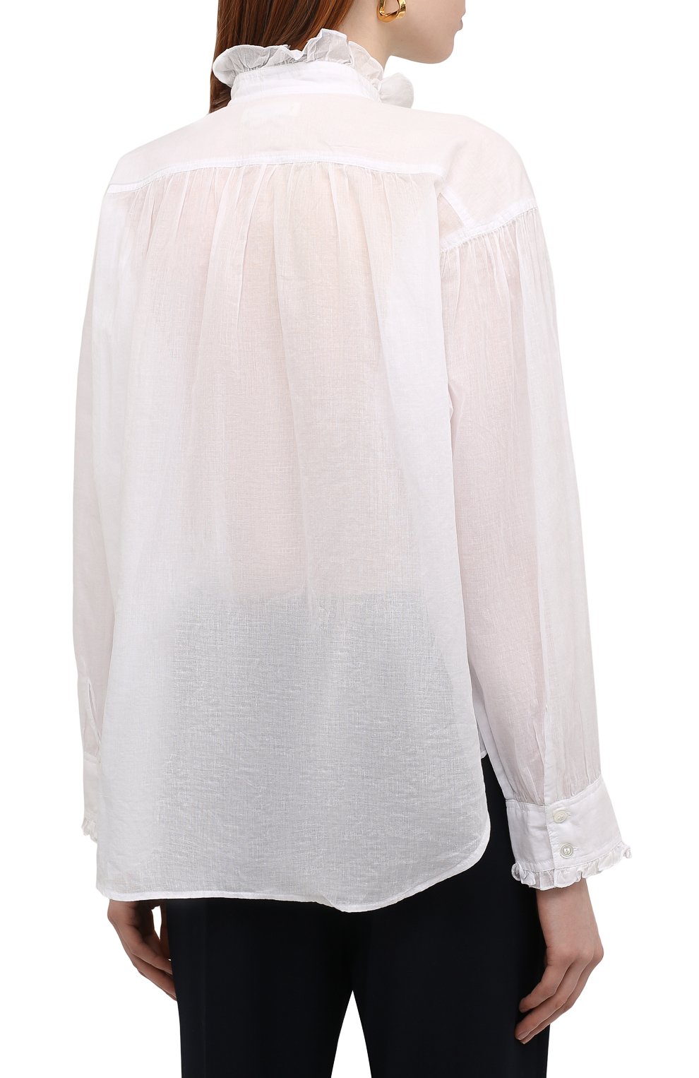 Хлопковая блузка ISABEL MARANT ETOILE белого цвета по цене 32950 руб., арт. HT1820-22P036E/PAMIAS, фото 4 Хлопковая блузка ISABEL MARANT ETOILE, арт. HT1820-22P036E/PAMIAS, фото 4