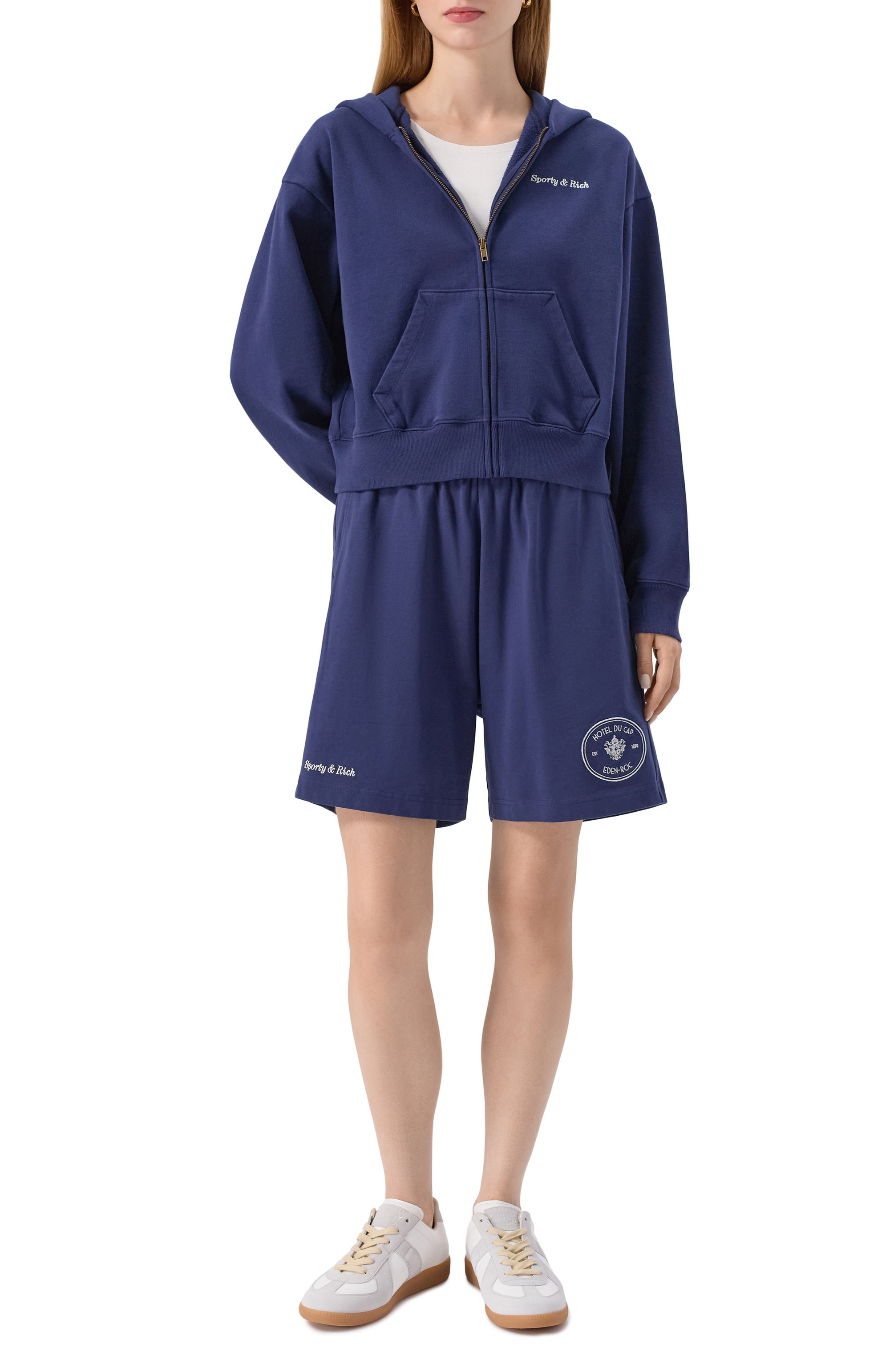 Хлопковая толстовка SPORTY AND RICH темно-синего цвета по цене 33600 руб., арт. ST06860666BL106, фото 2 Хлопковая толстовка SPORTY AND RICH, арт. ST06860666BL106, фото 2