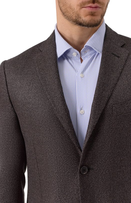 Пиджак из шерсти и шелка Corneliani 266002-2616339 Коричневый  266002-2616339 Фото 7
