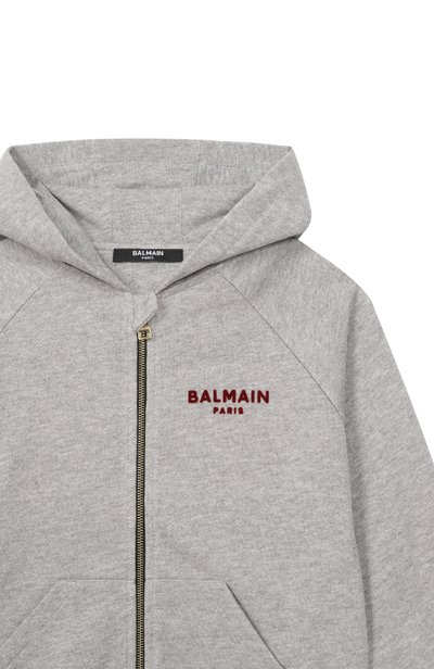 Хлопковая толстовка BALMAIN серого цвета по цене 24550 руб., арт. BZ4350, фото 3 Хлопковая толстовка BALMAIN, арт. BZ4350, фото 3