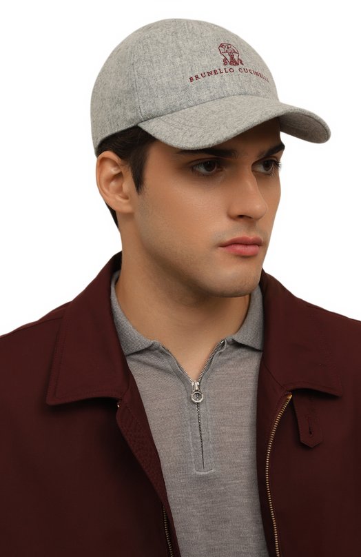 Шерстяная бейсболка Brunello Cucinelli M038P9850 Серый  M038P9850 Фото 2