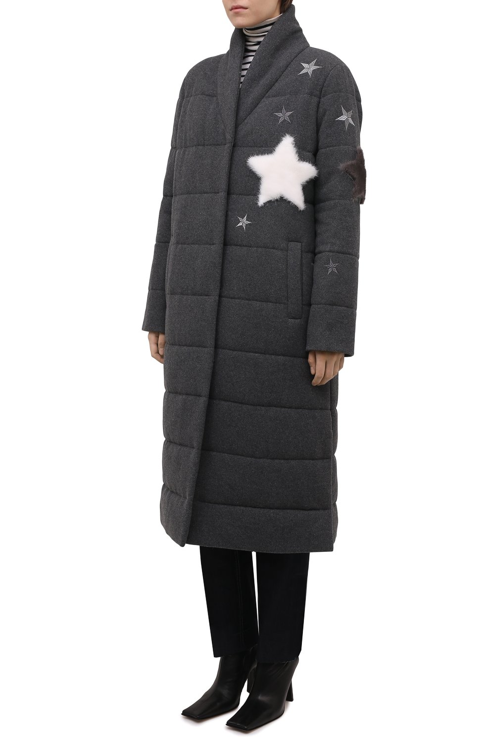Пальто утепленное SEVEN LAB серого цвета по цене 48300 руб., арт. DLW-002SG charcoal, фото 3 Пальто утепленное SEVEN LAB, арт. DLW-002SG charcoal, фото 3
