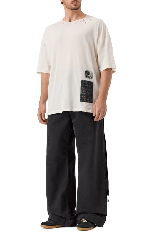 Хлопковая футболка Ann Demeulemeester B0013222/FA637 Кремовый  B0013222/FA637 Фото 3