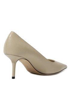Женские кожаные туфли love 65 JIMMY CHOO кремвого цвета, арт. L0VE 65/CWN | Фото 5 (Материал внутренний: Натуральная кожа; Драгоценные камни: Проставлено; Подошва: Плоская; Материал сплава: Проставлено; Каблук высота: Средний; Материал внешний: Натуральная кожа; Каблук тип: Шпилька)