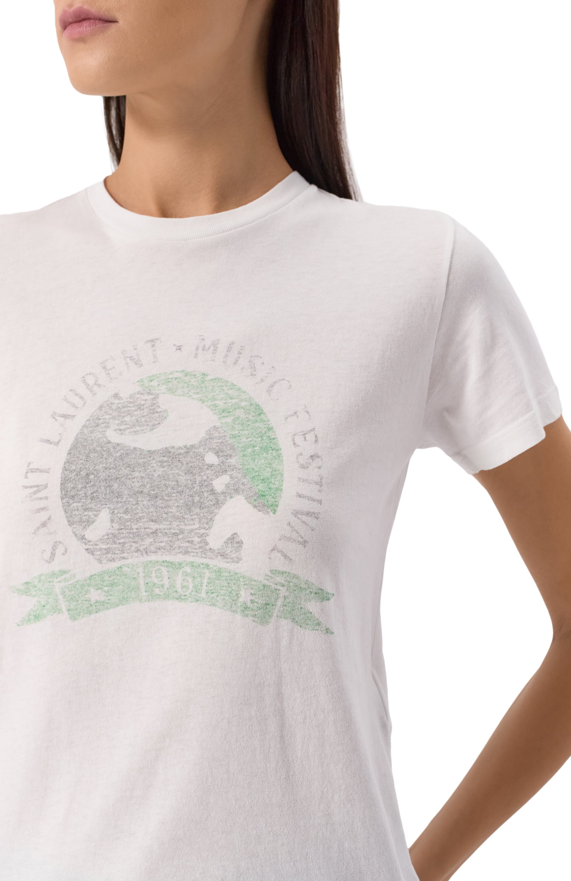 Хлопковая футболка SAINT LAURENT, арт. 817047/Y37YJ, фото 5