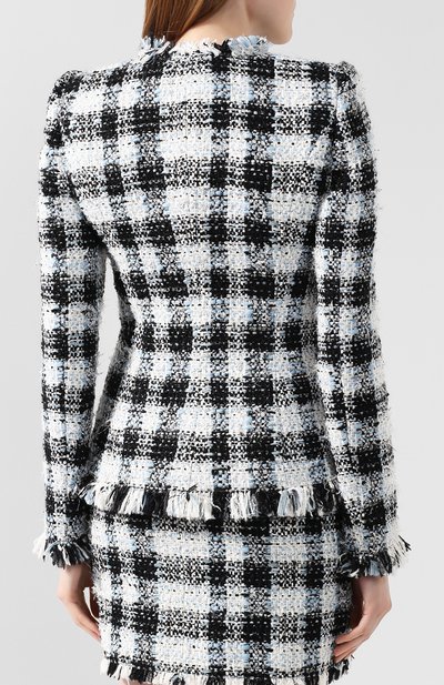 Твидовый жакет ALEXANDER MCQUEEN синего цвета по цене 299500 руб., арт. 586230/QEAAR, фото 4 Твидовый жакет ALEXANDER MCQUEEN, арт. 586230/QEAAR, фото 4