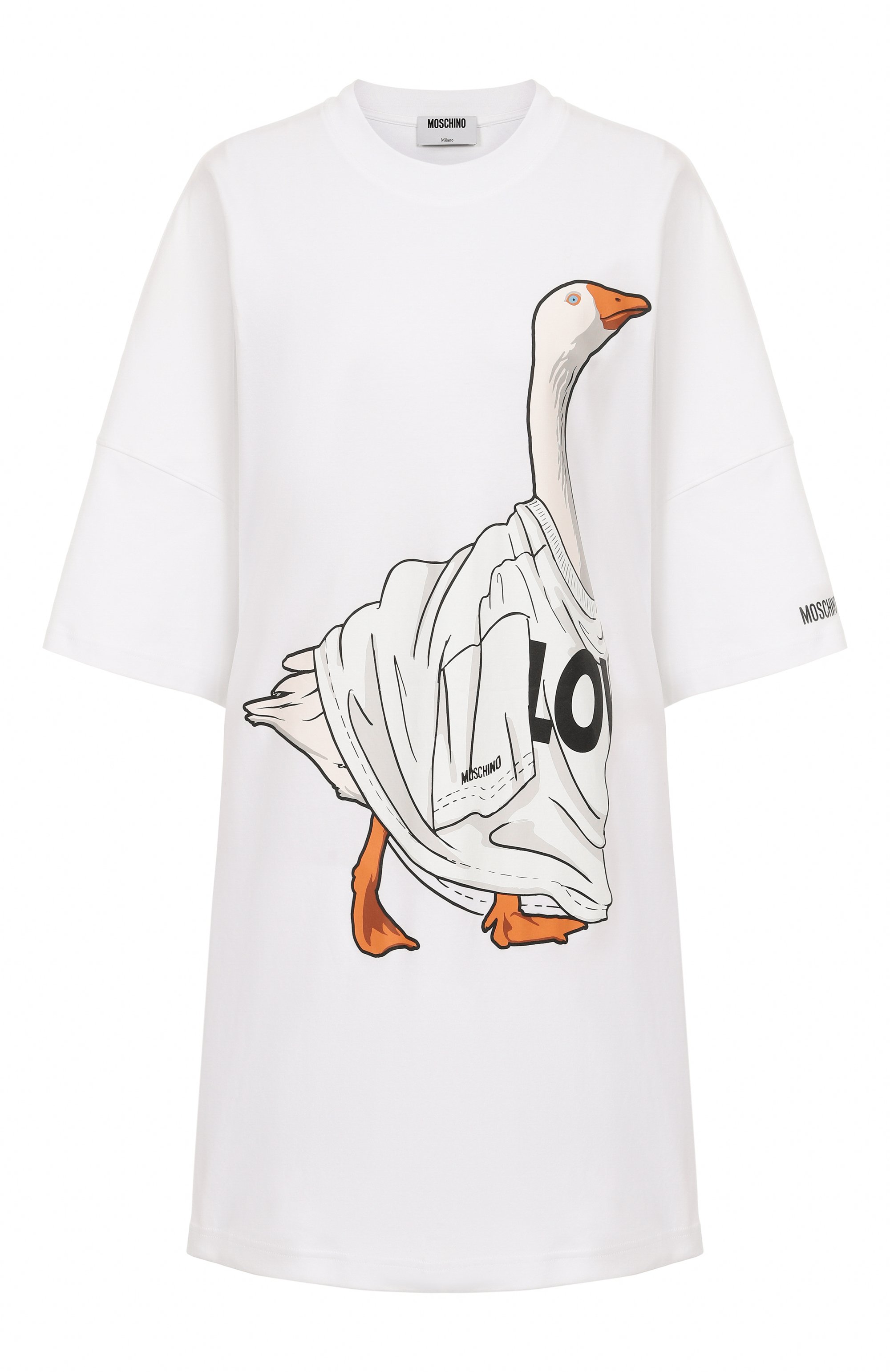 Хлопковое платье MOSCHINO белого цвета по цене 54350 руб., арт. J0451/5542, фото 1 Хлопковое платье MOSCHINO, арт. J0451/5542, фото 1