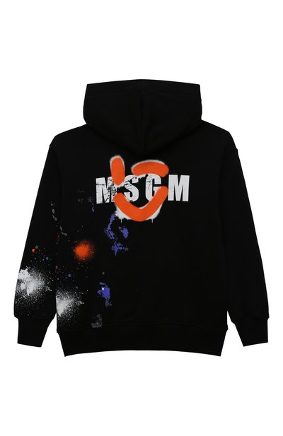 Хлопковое худи MSGM KIDS черного цвета по цене 13350 руб., арт. MS029275, фото 2 Хлопковое худи MSGM KIDS, арт. MS029275, фото 2