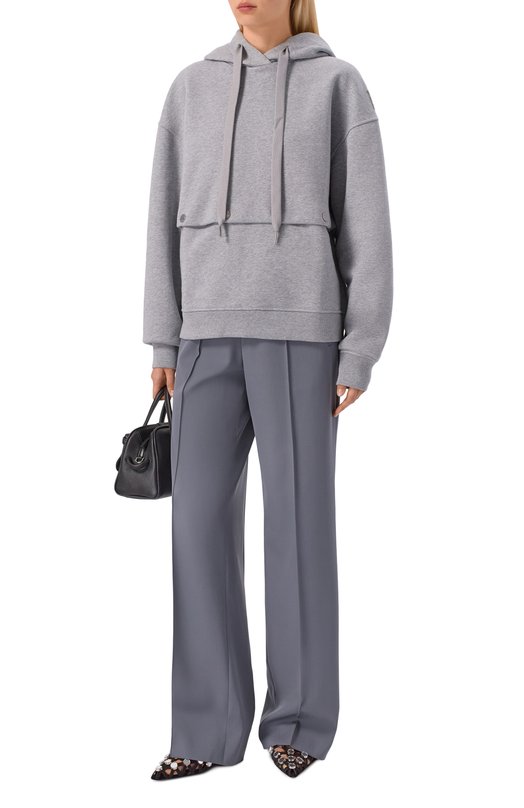 Хлопковое худи Sportmax SAGGI0 Серый  SAGGI0 Фото 2