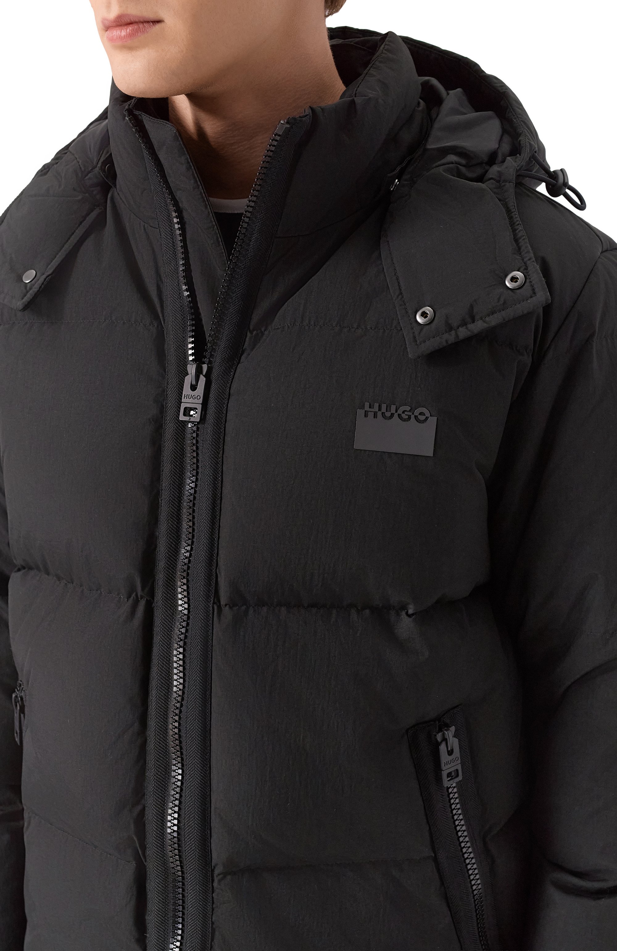 Пуховик HUGO черного цвета по цене 54950 руб., арт. 50549236, фото 5 Пуховик HUGO, арт. 50549236, фото 5