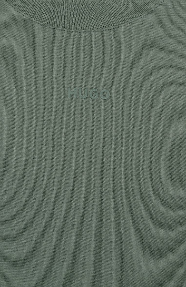 Мужская хлопковая футболка HUGO зеленого цвета, арт. 50488330 | Фото 6 (Материал внешний: Хлопок; Длина (для топов): Стандартные; Рукава: Короткие; Принт: Без принта; Стили: Кэжуэл; Кросс-КТ: Джерси; Мужское Кросс-КТ: Футболка-одежда)