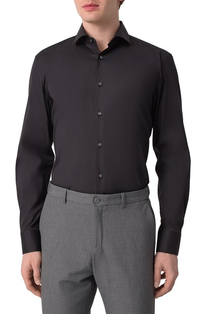 Хлопковая сорочка BOSS черного цвета по цене 17950 руб., арт. 50479915, фото 3 Хлопковая сорочка BOSS, арт. 50479915, фото 3