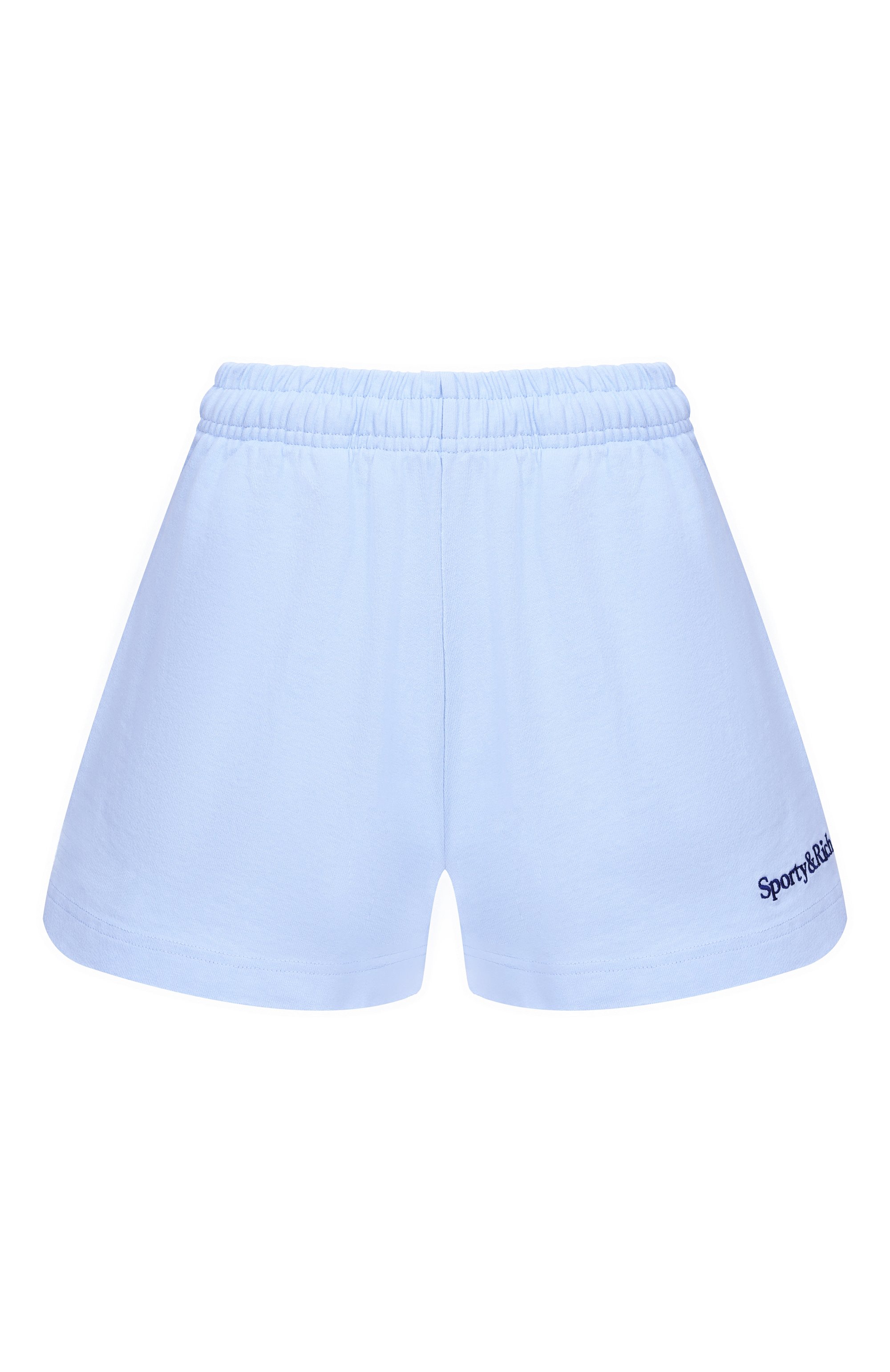 Хлопковые шорты SPORTY AND RICH голубого цвета по цене 17150 руб., арт. SH03775300BL90, фото 1 Хлопковые шорты SPORTY AND RICH, арт. SH03775300BL90, фото 1