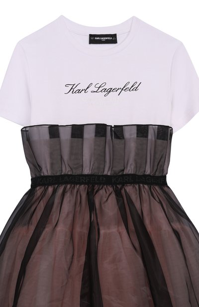Платье KARL LAGERFELD KIDS черно-белого цвета по цене 36360 руб., арт. Z31140, фото 3 Платье KARL LAGERFELD KIDS, арт. Z31140, фото 3