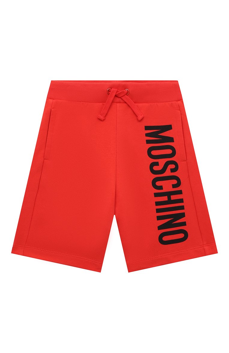 Детские хлопковые шорты MOSCHINO красного цвета, арт. HNQ007/LDA27/4A-8A | Фото 1 (Материал внешний: Хлопок; Случай: Повседневный; Материал сплава: Проставлено; Нос: Не проставлено)