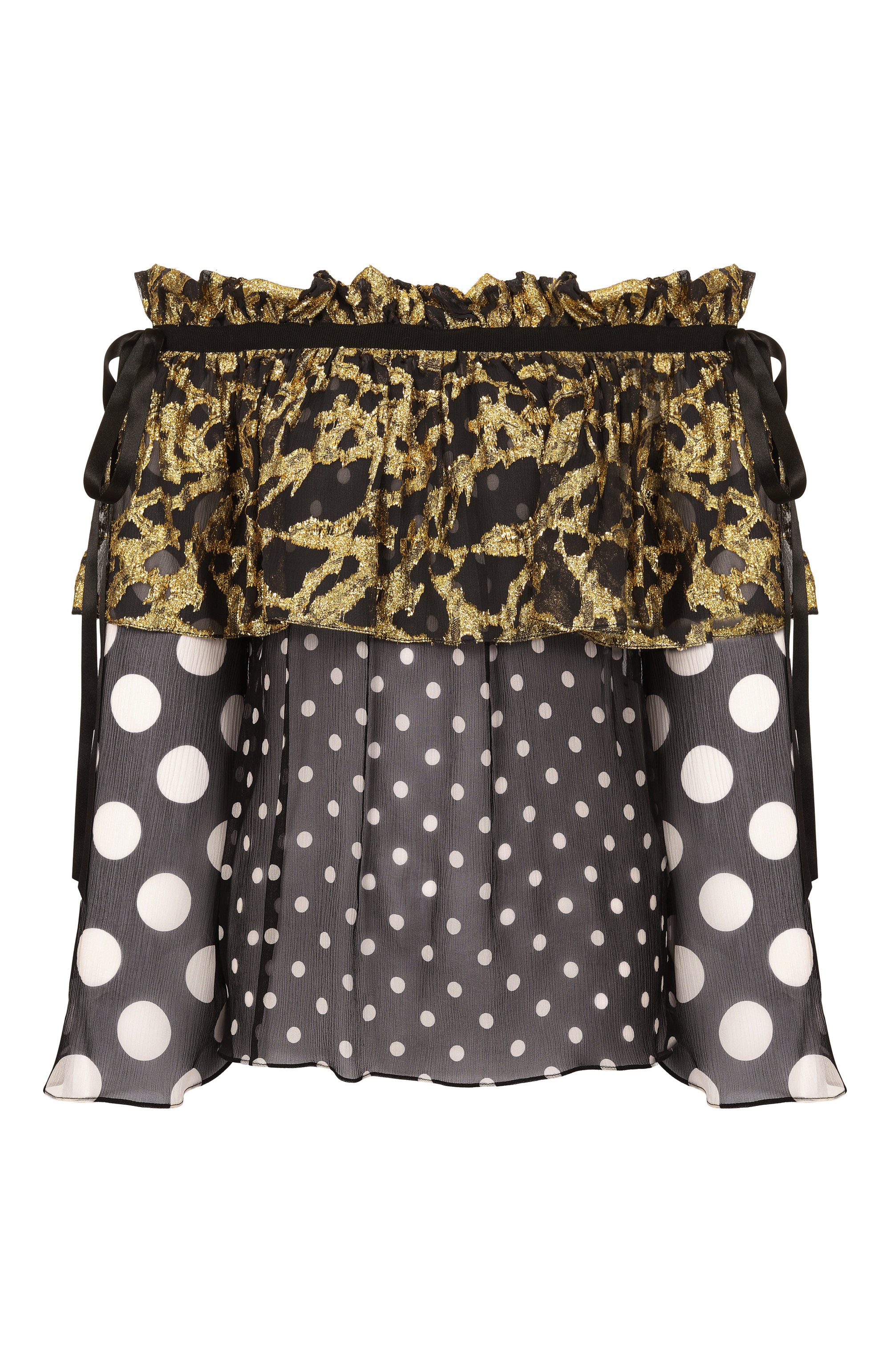 Шелковая блузка NINA RICCI черно-белого цвета по цене 137500 руб., арт. 26PCT0023/SE1409, фото 1 Шелковая блузка NINA RICCI, арт. 26PCT0023/SE1409, фото 1