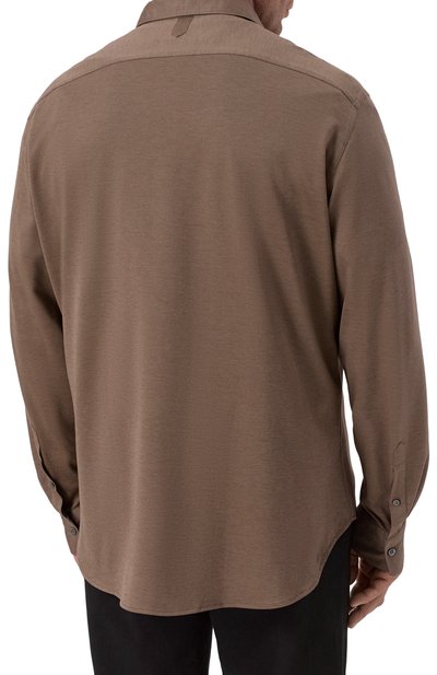 Рубашка из хлопка и лиоцелла CANALI коричневого цвета по цене 38200 руб., арт. CSL70B1/GN03485, фото 4 Рубашка из хлопка и лиоцелла CANALI, арт. CSL70B1/GN03485, фото 4