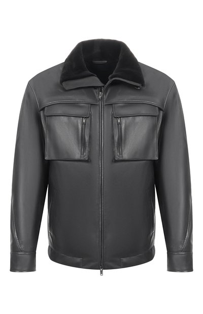 Мужская кожаная куртка с меховым воротником MVST, арт. M25.1PM.0011/ANTRA