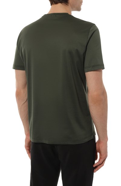 Хлопковая футболка CAPOBIANCO хаки цвета по цене 19150 руб., арт. 14M660.JS00., фото 4 Хлопковая футболка CAPOBIANCO, арт. 14M660.JS00., фото 4