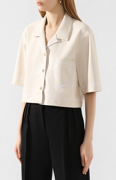 Рубашка NANUSHKA белого цвета по цене 41900 руб., арт. RHETT_0FF-WHITE_VEGAN LEATHER, фото 3 Рубашка NANUSHKA, арт. RHETT_0FF-WHITE_VEGAN LEATHER, фото 3