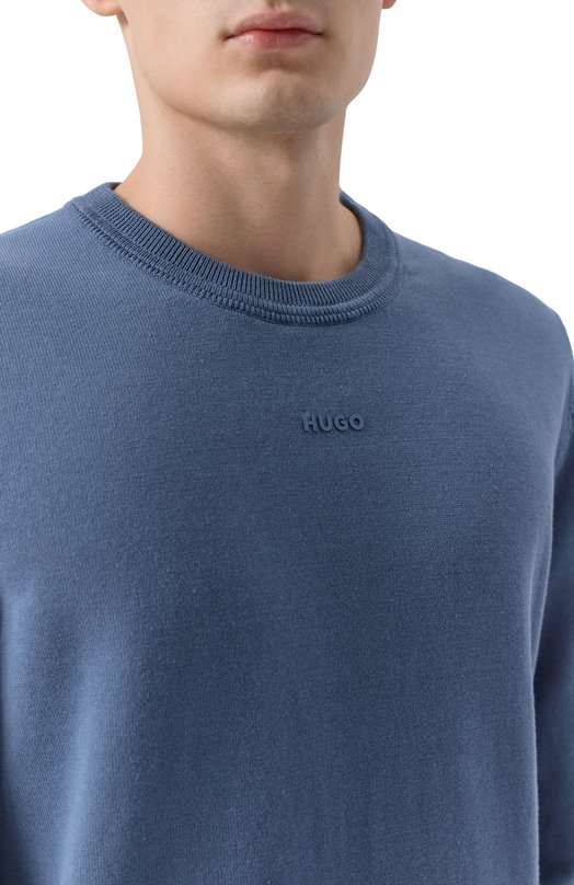 Хлопковый джемпер HUGO 50553588 Синий  50553588 Фото 5