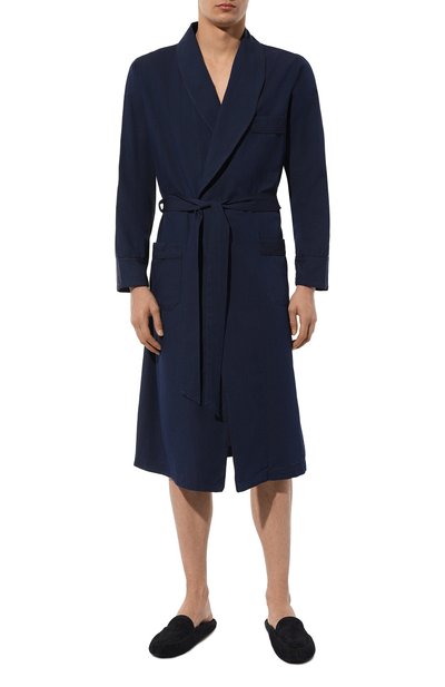 Хлопковый халат ROBERTO RICETTI темно-синего цвета по цене 41400 руб., арт. VESTAGLIA R0BE/C3104, фото 3 Хлопковый халат ROBERTO RICETTI, арт. VESTAGLIA R0BE/C3104, фото 3